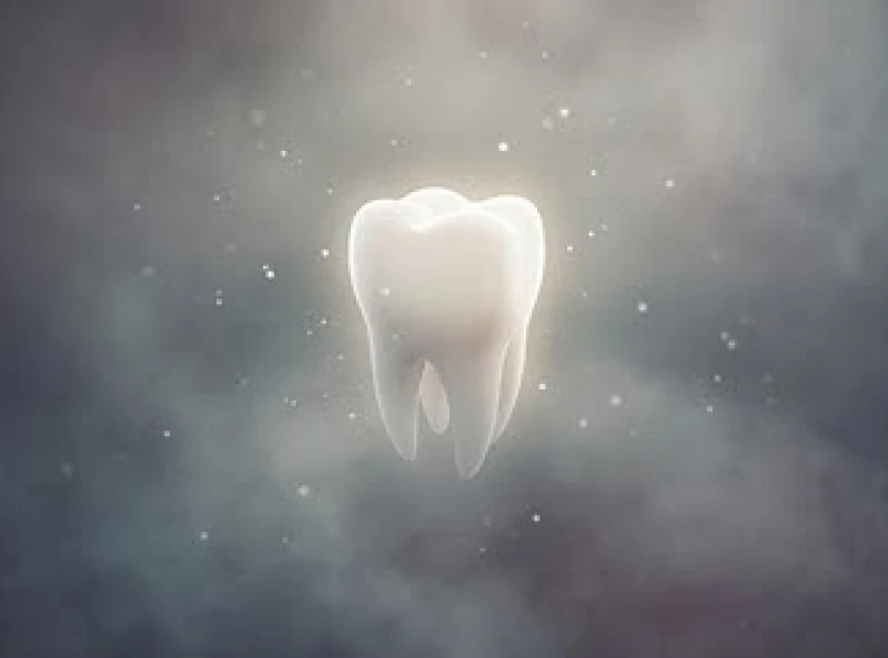 Biểu tượng một chiếc răng lơ lửng trong không gian hư ảo thể hiện ý nghĩa giấc mơ rụng răng