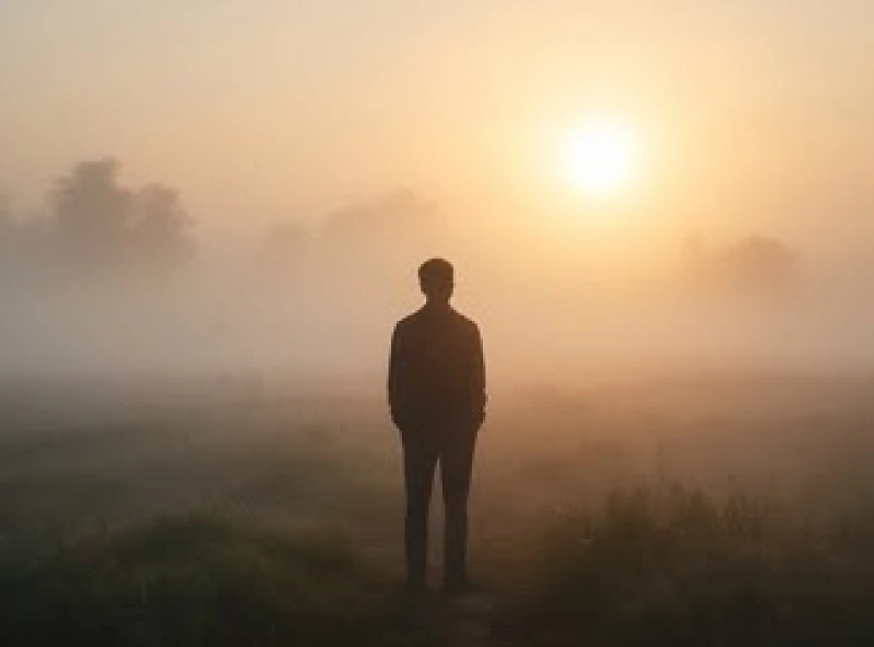 Mơ thấy đám ma: Giải mã điềm báo lành dữ và sổ mơ chuẩn xác 1 Bóng người đứng nhìn về phía ánh sáng mặt trời xuyên qua sương mù sau khi mơ thấy đám ma