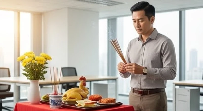 Văn khấn chuyển văn phòng: Bài cúng chuẩn và thủ tục nhập trạch 1 Chủ doanh nghiệp thắp hương tại văn phòng mới để báo cáo Thổ Công và cầu mong tài lộc.