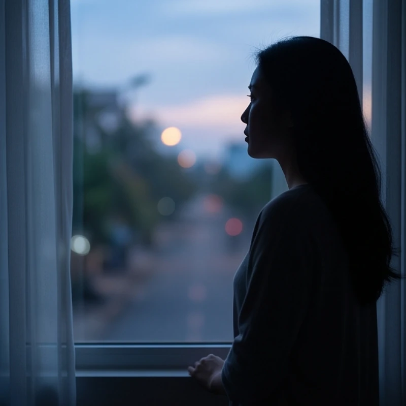 Mơ thấy người thân bị tai nạn: Điềm báo từng đối tượng & số chuẩn 2 Bóng lưng một người phụ nữ đứng bên cửa sổ nhìn ra đường phố mờ ảo lúc chạng vạng