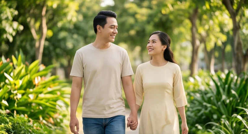 Hai vợ chồng mỉm cười hạnh phúc bên nhau, xóa tan điềm báo mộng mị mơ thấy vợ chết