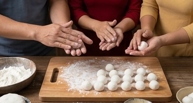 Gia đình Việt quây quần chuẩn bị những đĩa bánh trôi trắng tròn dâng lên tổ tiên để cầu mong sự bình an