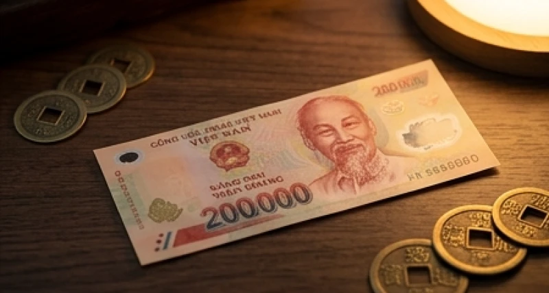 Tờ tiền 200 nghìn màu đỏ mang năng lượng hành Hỏa trong phong thủy phương Đông