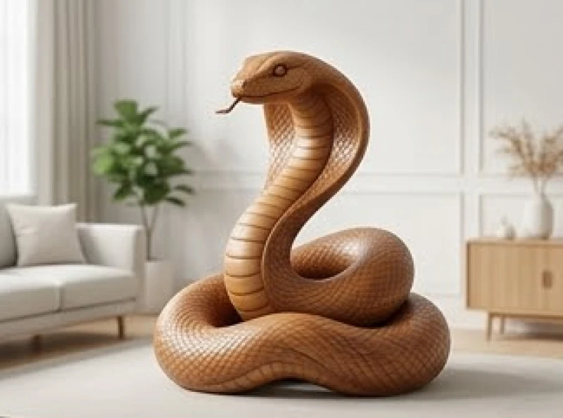 Bức tượng rắn phong thủy cuộn tròn thanh lịch toát lên vẻ đẹp tri thức và sự tái sinh mạnh mẽ