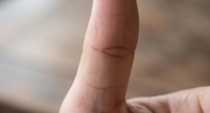 Đường chỉ tay hình mắt phượng hiện lên rõ nét ngay trên nếp gấp giữa hai đốt ngón cái